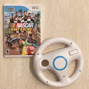 NASCAR Kart Racing Nintendo Wii Game & Wii Wheel Cars Driving Car Race Drive